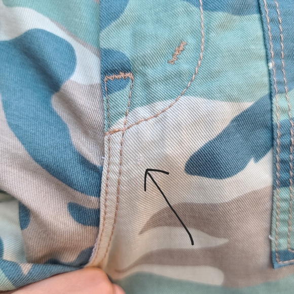 MOTHER | The Shaker Camo Chop Crop Cropped Linen Blend Pants Green Camo Size 24 - Picture 4 of 12